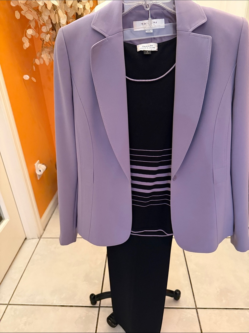 Tahari  Arthur S. Levine Lavender and Black 3 piece Suit